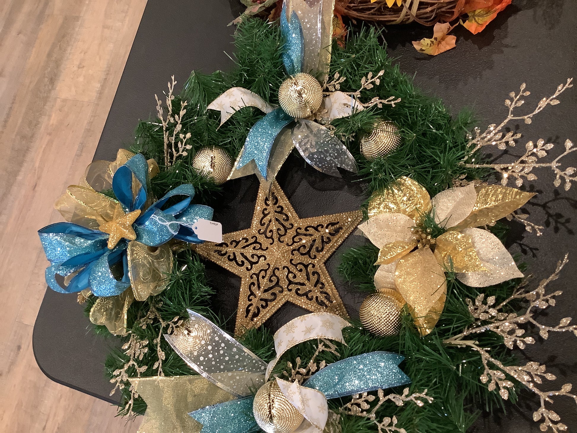 Large blue gold wreath